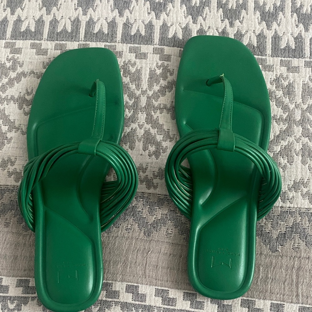 Marc Fisher Green Sandals with Perforated Design